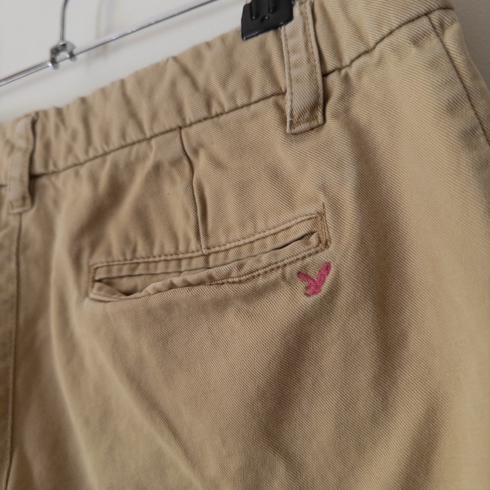 Y2K‎ American Eagle Khaki Bermuda Shorts 4 Classic Preppy Chino Mall Neutral Tan - Picture 6 of 6